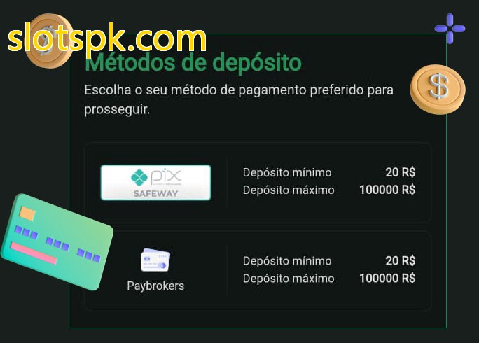 O cassino slotspk.combet oferece uma grande variedade de métodos de pagamento